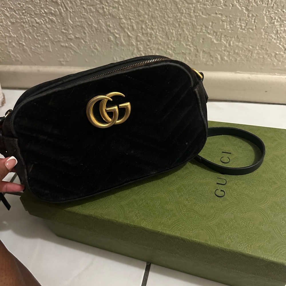 Gucci Black Velvet Crossbody Bag